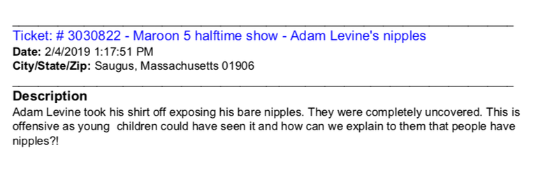 Illustration for article titled America Vs. Adam Levine's Nipples: All The FCC Viewer Complaints About The Super Bowl Halftime Show